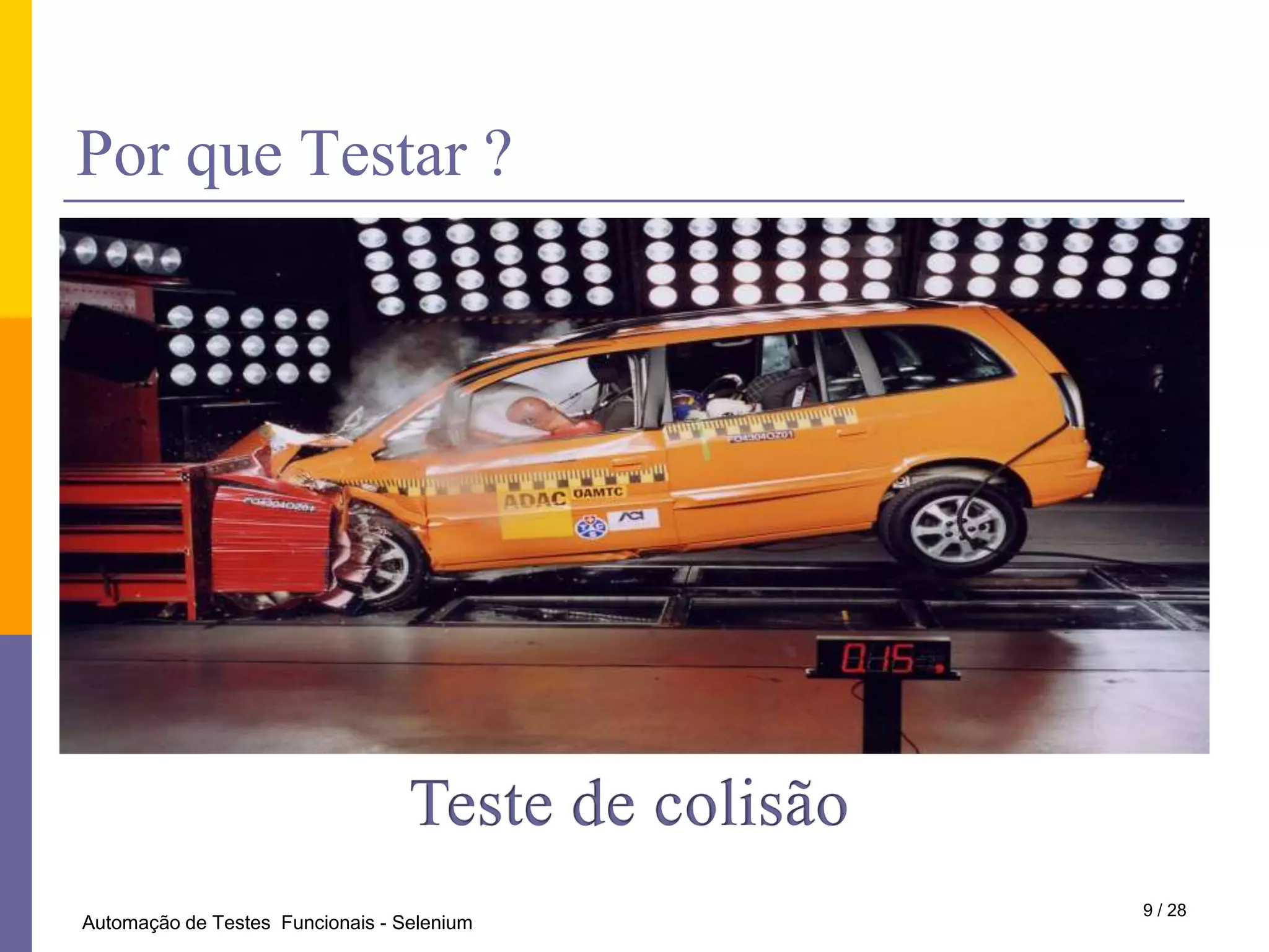 PorqueTestar ?Teste de colisão9 / 28Automação de Testes  Funcionais - Selenium