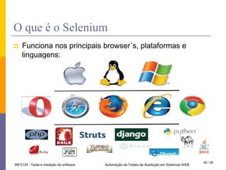 Forte dependência da estabilidade da interface gráficaAs ferramentas não são infalíveis29 / 28Automação de Testes  Funcionais - Selenium