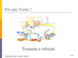 PorqueTestar ?Testando a refeição5 / 28Automação de Testes  Funcionais - Selenium