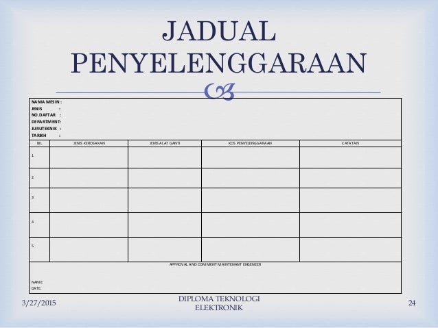 Senggaraan kawalan (preventive maintenance) Senggaraan kawalan (preventive maintenance)