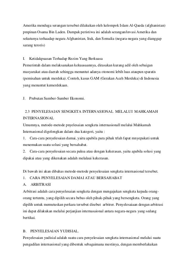 Sengketa internasional dan cara penyalesaiannya