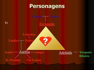 Foco NarrativoNarrador em terceira pessoa, observador e onisciente.Abordagem psicológica dos personagens (prenúncio de traços realistas).