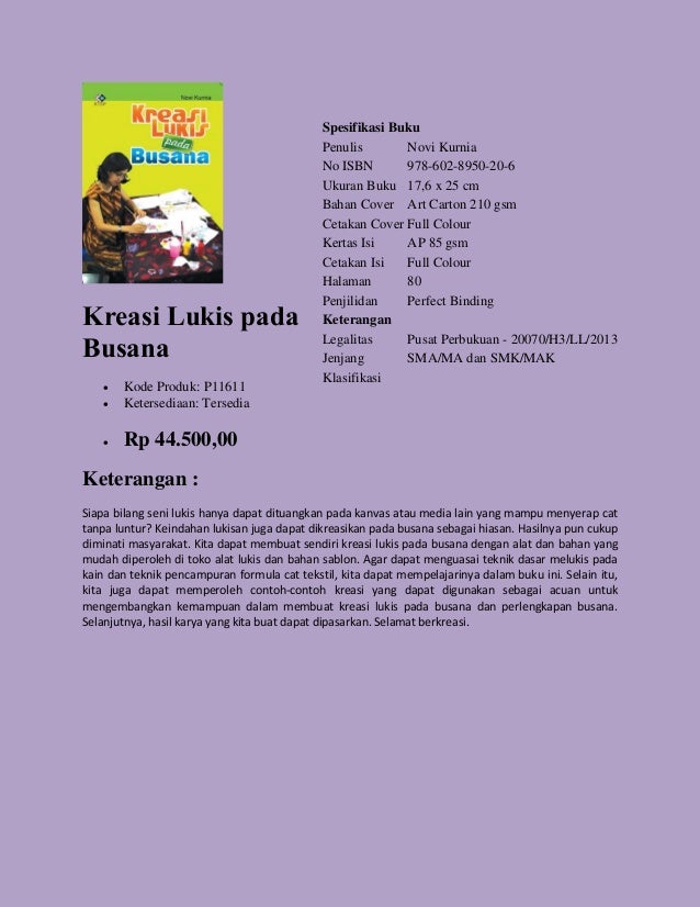 Buku Pengayaan Seni, Budaya dan Ketrampilan, dipasarkan 