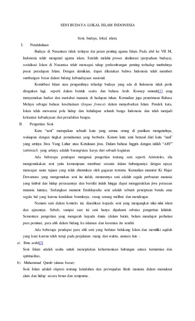 Seni Budaya Lokal Islam Indonesia
