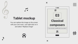 Tablet mockup
You can replace the image on the screen
with your own work. Just right-click on it
and select “Replace image”
 