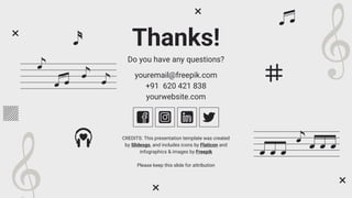 CREDITS: This presentation template was created
by Slidesgo, and includes icons by Flaticon and
infographics & images by Freepik
Thanks!
Do you have any questions?
youremail@freepik.com
+91 620 421 838
yourwebsite.com
Please keep this slide for attribution
 