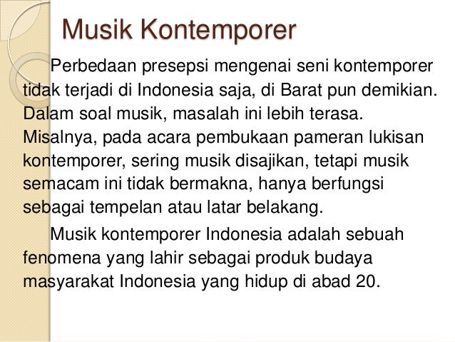 Pengertian Musik Kontemporer Mancanegara