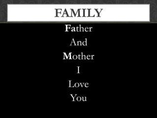 Father
And
Mother
I
Love
You
FAMILY
 