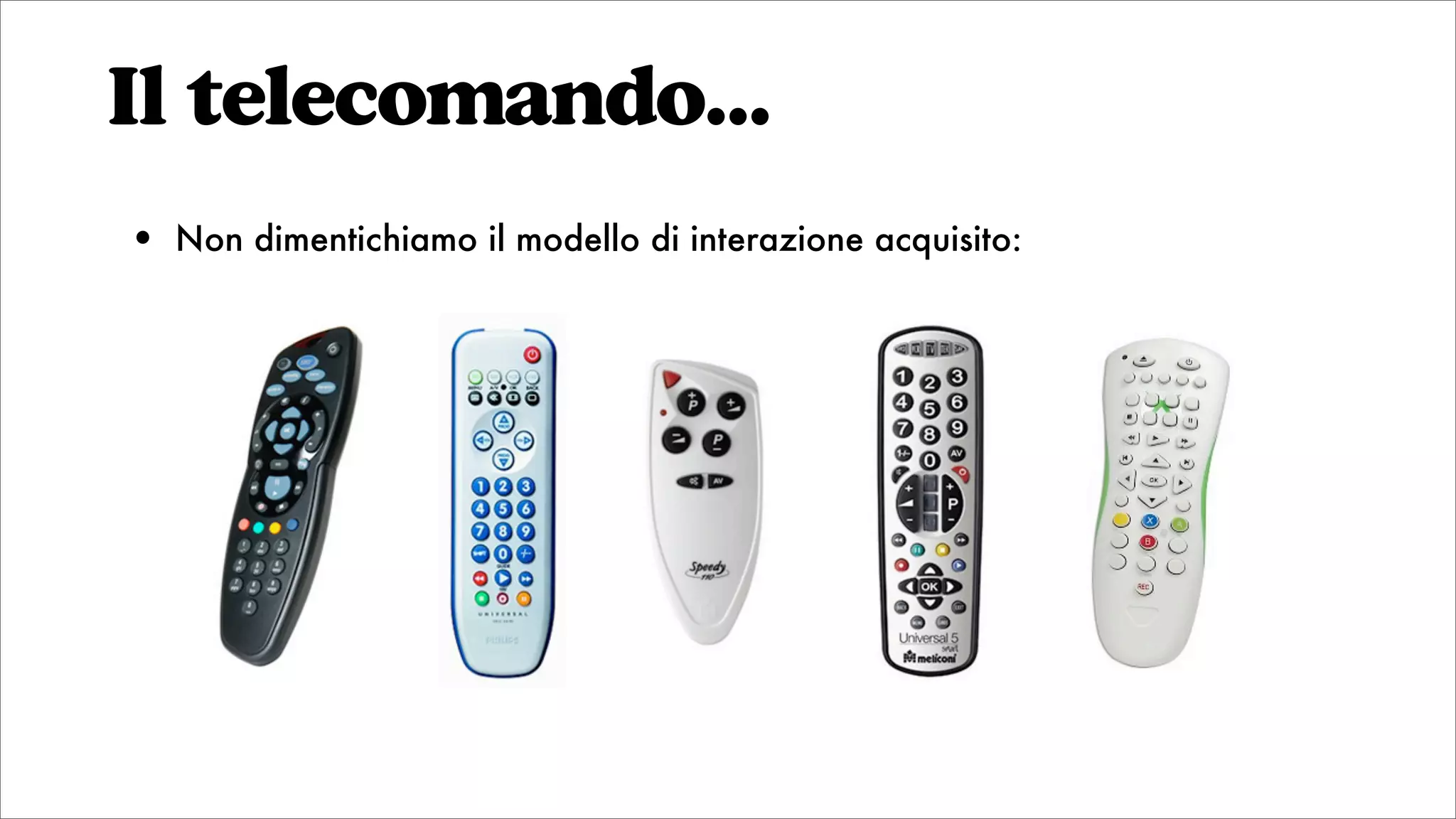Il telecomando...
• Non dimentichiamo il modello di interazione acquisito:
 