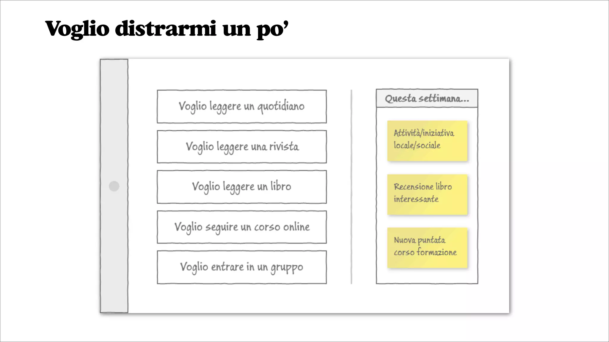 Voglio distrarmi un po’
 