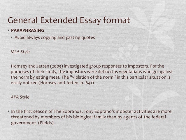 ib extended essay format