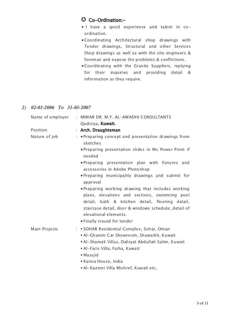 Resume draftsman autocad