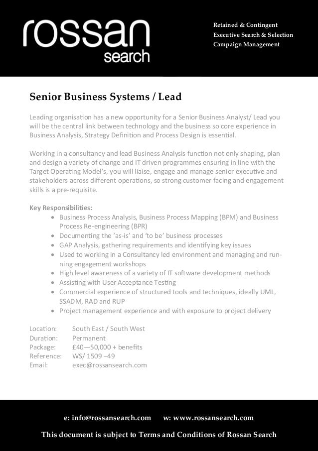 Senior Business Analyst Opportunity Based London