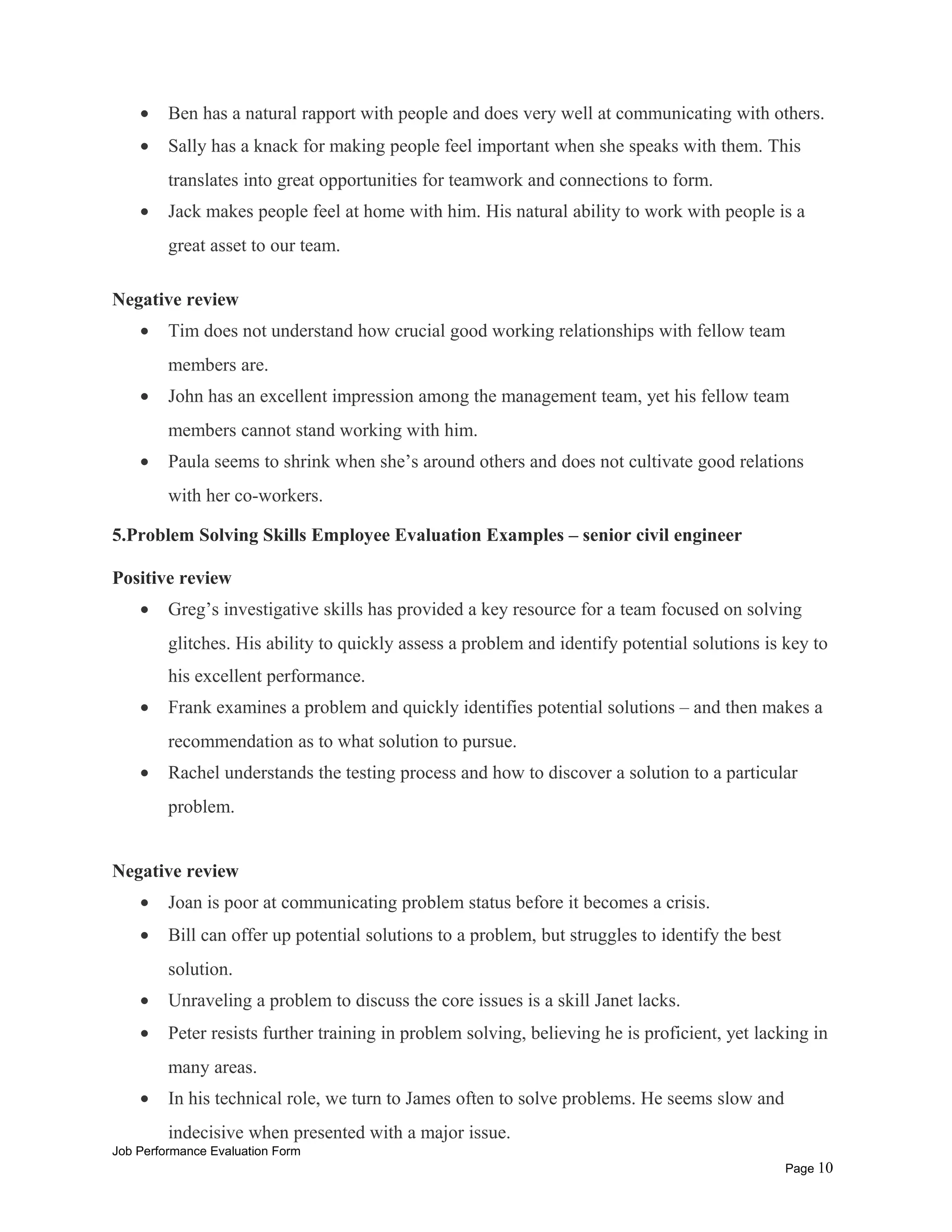 Senior civil engineer performance appraisal | DOC