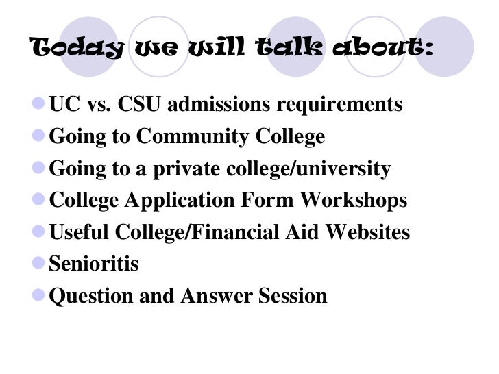 uc a-g and requirements for csu workshop Senior college class information