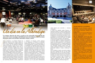 PLANES




                                                                                                                                                       Fotos: Eva Zubero




                                                                                                                                                                           LOS RECLAMOS DE LA ALHÓNDIGA
                                                                                                                artistas jóvenes poco conocidos y veteranos                Mediateka. Tres pisos destinados a todos los
                                                                                                                consagrados.                                               aspectos de la cultura que incluyen biblioteca,
                                                                                                                La pausa del mediodía puede llevarnos al                   salas de lectura, televisiones, videoteca o un




l
                                                                                                                restaurante Yandiola, un exquisito establecimiento         parque infantil.
                                                                                                                que ofrece servicio de carta y un menú degustación         Auditorio. Sala con un aforo de 400 personas
                                                                                                                por 66 euros. Más económico, La Florinda ofrece            destinada a acoger conferencias, congresos,
                                                                                                                propuestas de cocina internacional desde 10 euros.         conciertos, teatro o danza.
    Un antiguo almacén de vinos y aceites se ha convertido en menos de dos                                      La sobremesa, si la meteorología lo permite, puede         Sala de Exposiciones. Recinto que ofrece
    años en el centro neurálgico del bilbaíno barrio de Indautxu y en el reclamo                                desarrollarse en la terraza del centro, un coqueto         múltiples posibilidades ya que se emplea para
    ideal para pasar una jornada cultivando cuerpo y mente                                                      rincón que ofrece las mejores vistas del barrio.           exposiciones, recepciones, presentaciones...
                                                                                                                Lo más activos pueden consagrar la tarde al deporte        Sala Bastida. Nombrada en memoria del
    Llega la primavera y en Indautxu florecen los        y religiones. El desayuno puede realizarse             sin salir del edificio. Un gimnasio equipado con           arquitecto que creó el edificio original, Ricardo
    magnolios. Entre las calles emerge, señorial, el     en el restaurante La Florinda, un distendido           aparatos de última generación y una imponente              Bastida, es una estancia polivalente y cómoda
    edificio de la Alhóndiga, un antiguo almacén de      establecimiento ubicado en la primera planta. Ya       piscina permiten ofertar un completo programa de           pensada para pequeños eventos.
    vinos y aceites. Hoy, tras décadas de abandono,      con el estómago lleno, la primera visita puede ser     actividades deportivas que no se limita a aquellas         Cine. Multicines gestionados por la empresa
    resurge reconvertido en centro de ocio y cultura.    a la Mediateka, un imponente espacio que ocupa         que únicamente requieren esfuerzo físico. Así,             Golem que no sólo ofrecen cine comercial sino
    El prestigio diseñador Philippe Starck firma el      las tres plantas del cubo principal del edificio. En   aerobic o spinning se combinan con yoga o Pilates          retrospectivas, VOS o películas de autor fuera
    continente, un envoltorio magnífico para un lugar    ella puede disfrutarse de la cultura en todas sus      permitiendo trabajar el cuerpo y descansar la              de los circuitos comerciales.
    llamado a aunar placer y esfuerzo en el que es       vertientes. Puede leerse el periódico en uno de sus    mente.                                                     Restauración. En el edificio se encuentran la
    posible pasar una jornada completa combinando        múltiples rincones, elegir un libro de su extensa      Para los alérgicos al sudor, otra opción es dedicar        cafetería Hola bar, La Florinda, el restaurante
    cultura, deporte y gastronomía a partes iguales.     biblioteca, ver una película, experimentar con las     unas horas a disfrutar del cine. Los cines Golem           Yandiola y una terraza al aire libre. Todos
    El día en la Alhóndiga comienza muy pronto. Entre    últimas tecnologías audiovisuales... o simplemente     disponen de siete salas con una oferta novedosa y          los espacios están regentados por el cocinero
    semana abre sus puertas a las siete de la mañana.    relajarse en un ambiente de confort y serenidad        de calidad que incluye películas en versión original.      Ricardo Pérez.
    Sábado y domingo lo hace a las ocho y media. El      impropio de cualquier otro espacio público.            Asimismo, se ofrecen ciclos de cine clásico -en            Deporte. El edificio dedicado a la actividad
    concepto de plaza pública ideado por Starck queda    Merece también una parada la sala de exposiciones      la actualidad se proyecta toda la filmografía de           deportiva se compone de seis salas dotadas
    patente nada más acceder al recinto a través de un   ubicada en los sótanos del edificio. Se trata de un    John Ford-, conferencias, talleres, cursos..., una         con todo tipo de maquinaria deportiva y de
    enorme atrio cubierto sustentado por 43 columnas     imponente y luminoso espacio que ofrece muestras       completa programación que ha convertido un                 una piscina con terraza-solárium que corona el
    que representan diferentes culturas, arquitecturas   temporales y por el que pasan indistintamente          edificio de 1909 en un referente del siglo XXI.            edificio.
6                                                                                                                                                                                                                              7
 