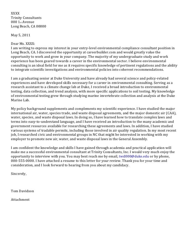 Senior Cover Letter: Consulting