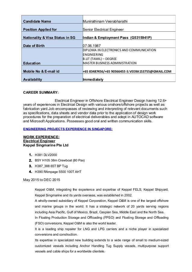 Senior electrical engineer resume Senior electrical engineer resume