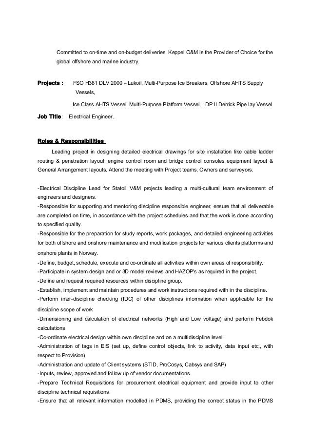 senior electrical engineer resume