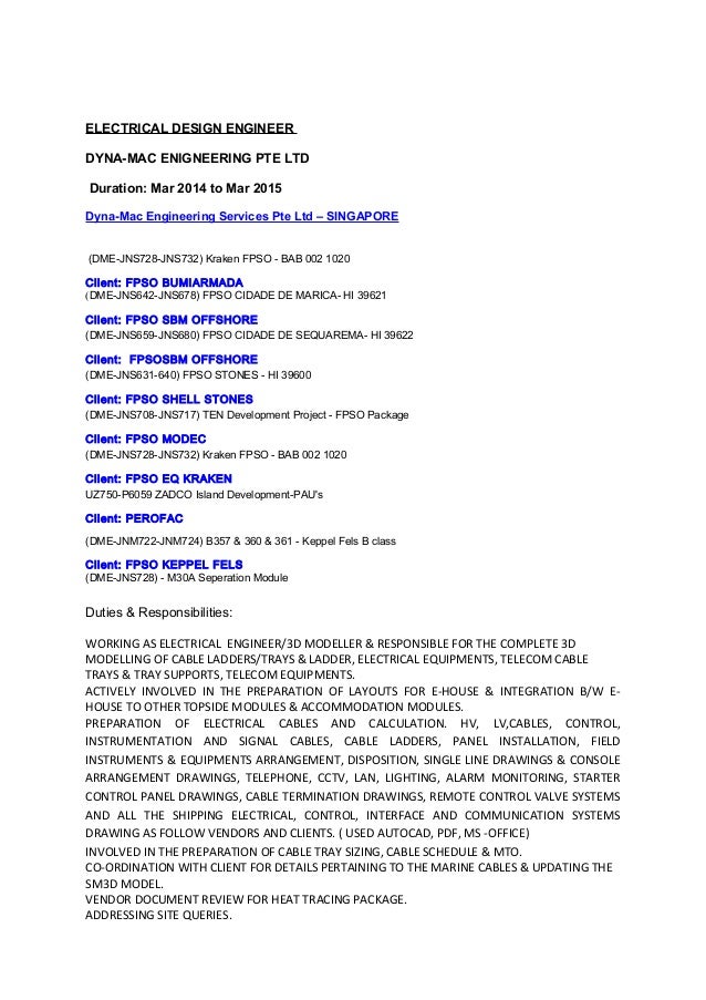 electrical design engineer resumes