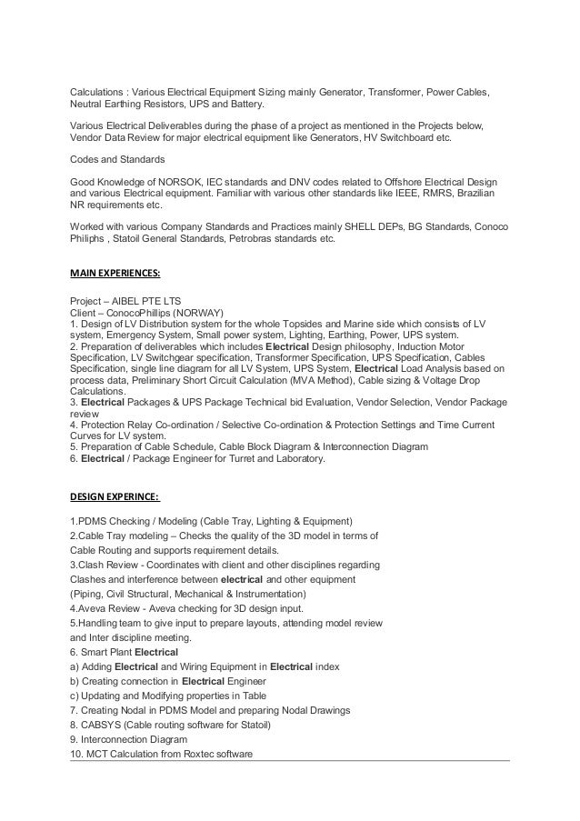 senior electrical engineer resume