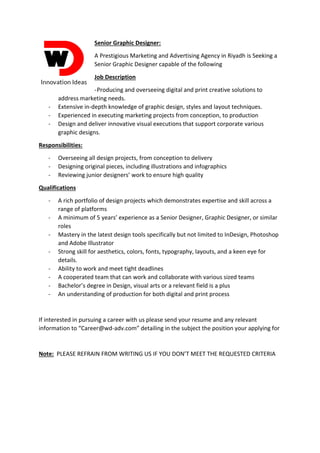 Senior Graphic Designer