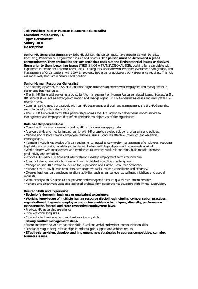 Senior Human Resources Generalist Revolution Technologies