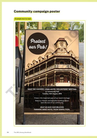 The VM Literacy Handbook
94
Community campaign poster
Example text to read
T
i
c
k
i
n
g
M
i
n
d
P
r
e
v
i
e
w
 