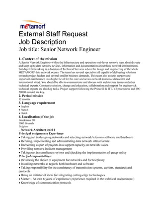 Senior Network Engineer | DOCX | IT and Internet Support | Internet