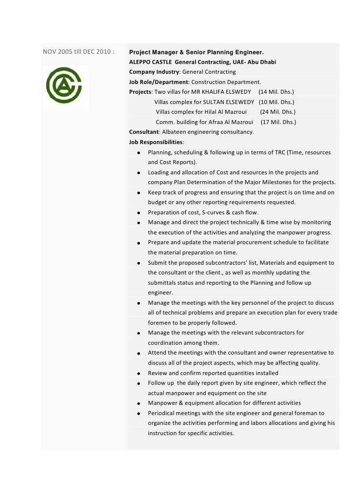 Senior Planning Engineer.