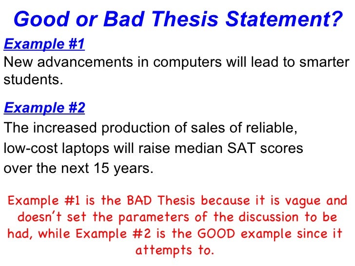 examples of good and bad thesis statements