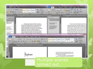 Multiple scenes
spread out.
 