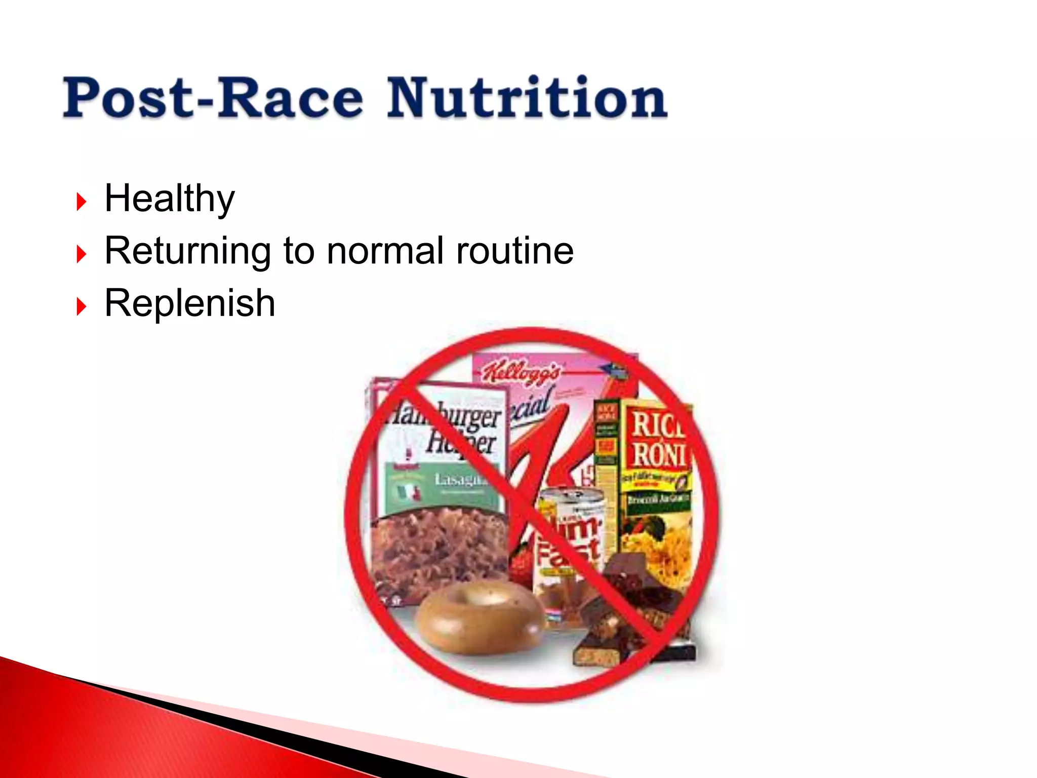HealthyReturning to normal routineReplenishPost-Race Nutrition