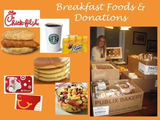 Breakfast Foods &
Donations