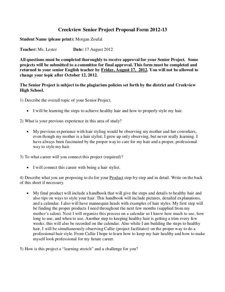 Senior Project Proposal Form 2012 13