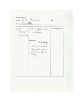 Senior project work log