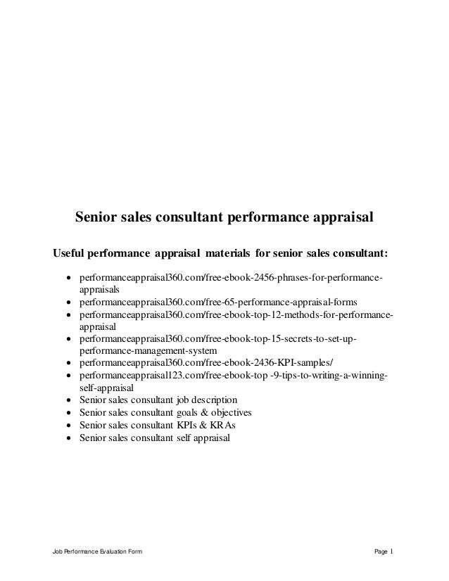 senior sales consultant job description pictures