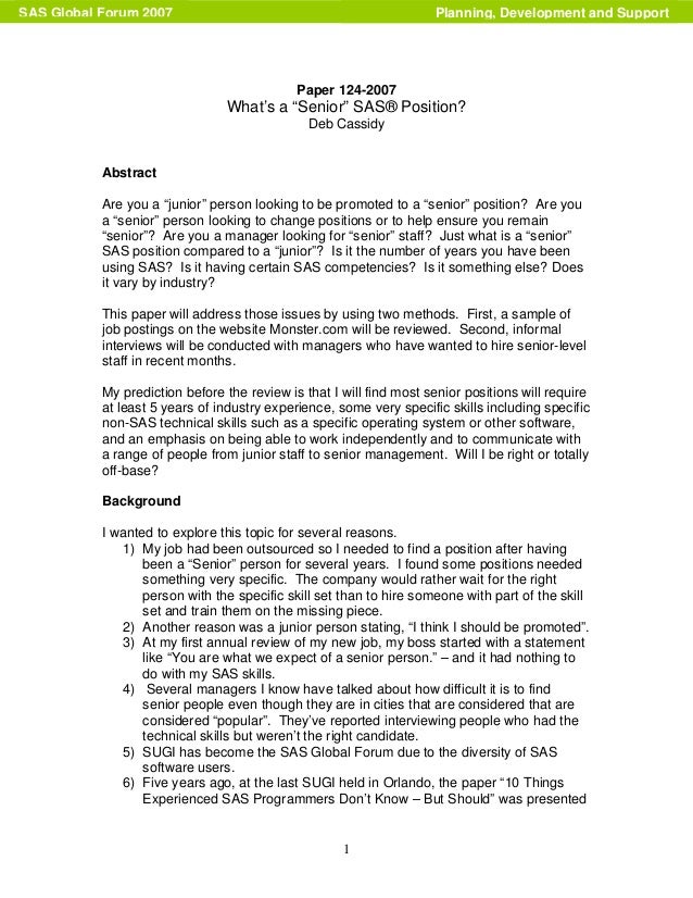 senior position resume