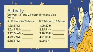 Understanding and Converting 12- and 24-Hour Time Formats with ...