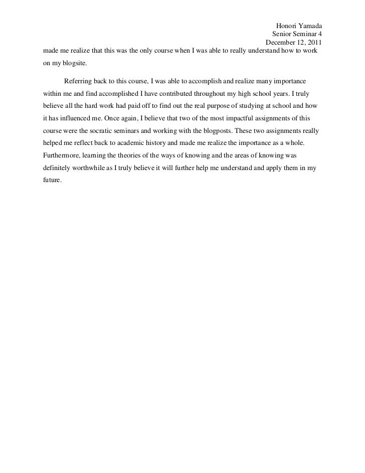 Senior seminar reflection essay 05 image