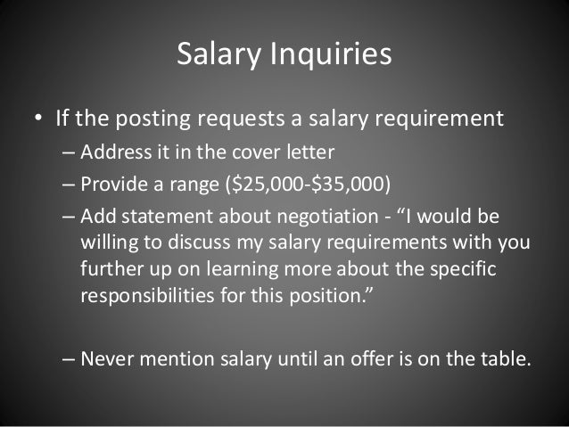 how to mention salary requirements