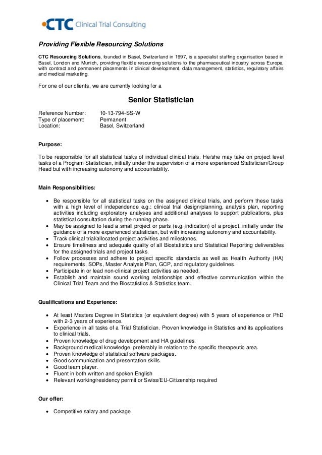statistician resume example statistics experimental design and