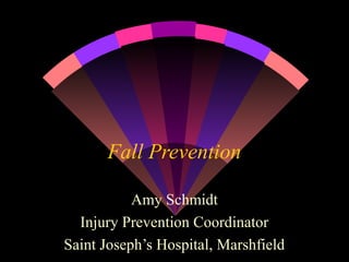 Fall Prevention
Amy Schmidt
Injury Prevention Coordinator
Saint Joseph’s Hospital, Marshfield
 