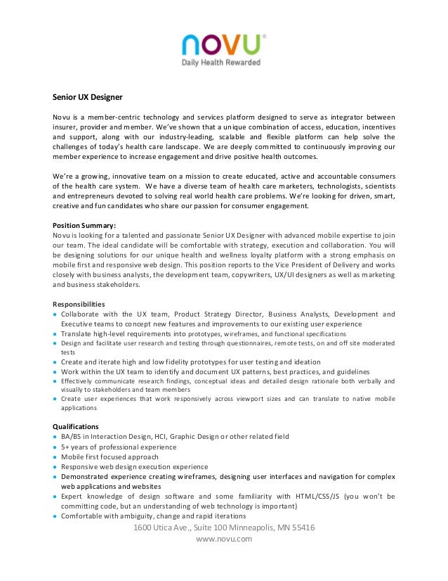 Novu Careers Senior UX Designer