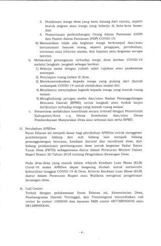 SE Kemendesa PDTT No 8 thn 2020 :  Desa Tanggap Covid 19 Dan Penegasan PKTD