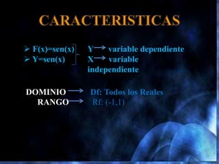 El coseno de un ángulo Â es igual al
cateto contiguo dividido por la
hipotenusa.
Se podría decir que es coseno es igual
que el seno pero desplazado /2
En la grafica coseno para los valores negativos de
la variable independiente la gráfica
discurre por el segundo y tercer cuadrante:
Para los valores positivos de la variable
independiente la
gráfica discurre por el primer y cuarto cuadrante:
 