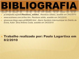 Processosdeeliminaçãoe  de tratamento de resíduos