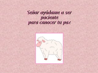 Señor ayúdame a ser paciente para conocer tu paz