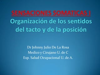 Dr Johnny Julio De La Rosa
Medico y Cirujano U. de C
Esp. Salud Ocupacional U. de A.
 