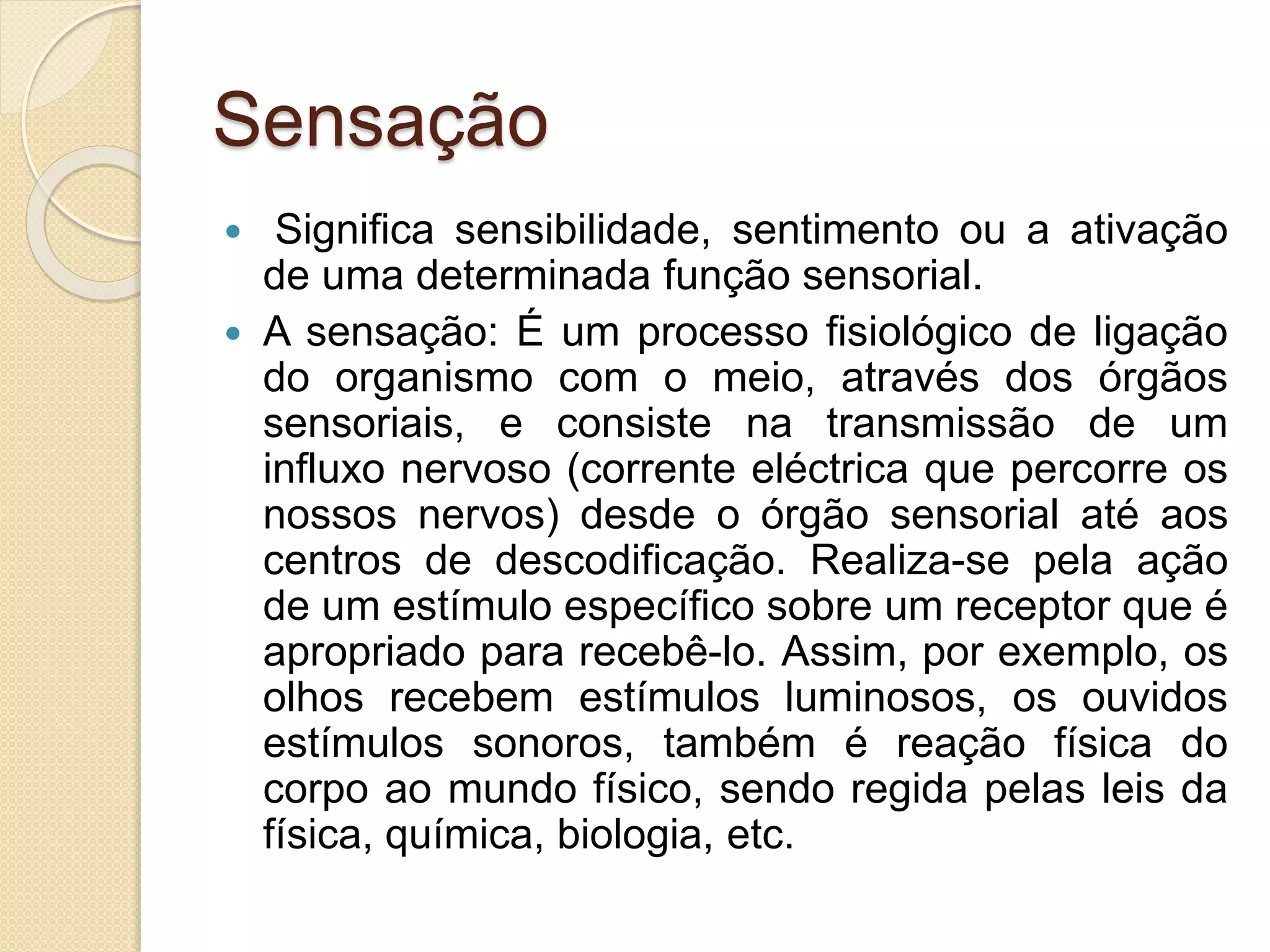 Sensação, percepção e razão | PPTX